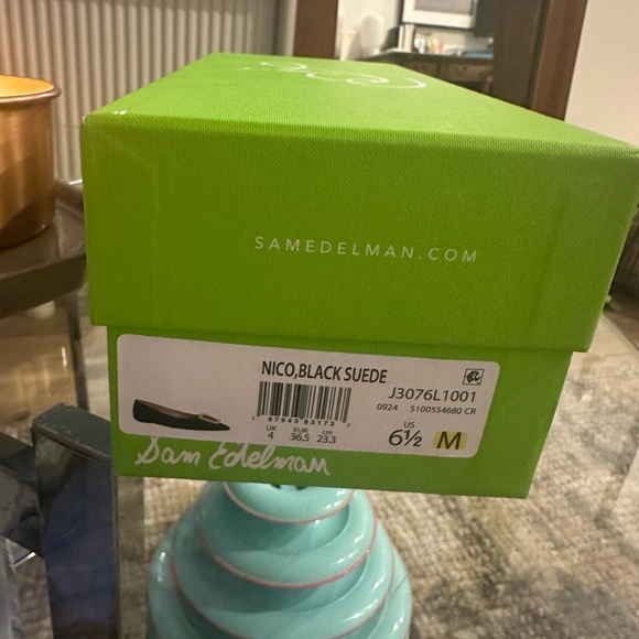 Sam Edelman Black Flats with Glittering Gold Accent - Picture 7 of 8